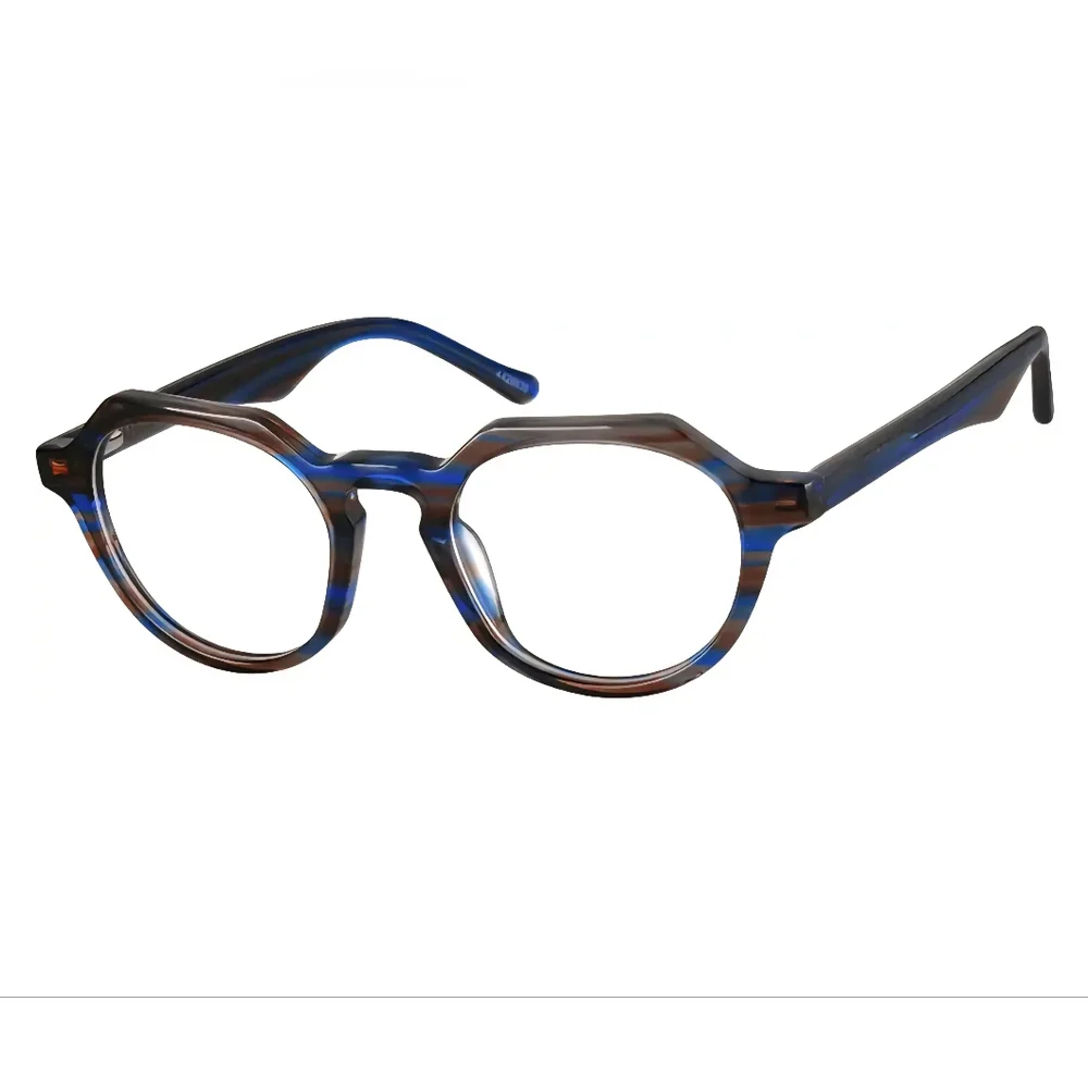 Zenni Premium Acetate Geometric Frames (4429839) + Case - Peacock Tortoise